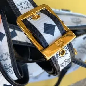 MCM Bags Mcm Vintage Visetos Boston Crossbody Bag White Blue